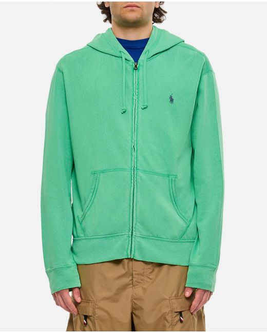 Polo Ralph Lauren Green Cotton Zipped Sweatshirt for men
