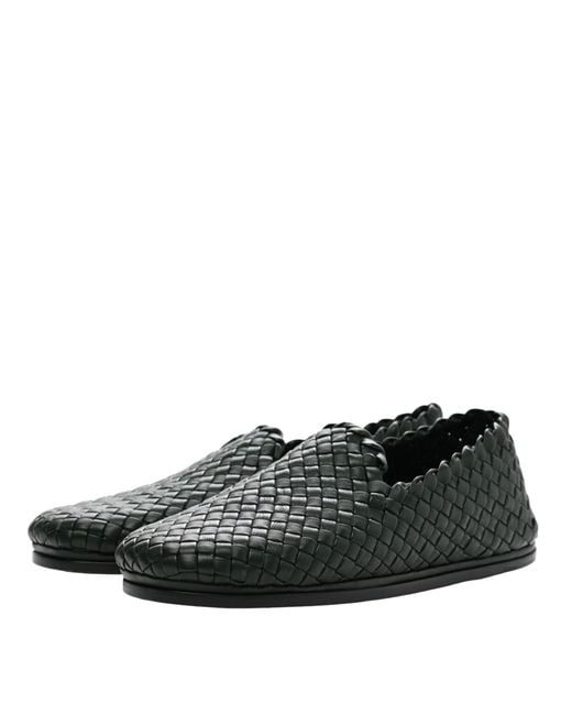 Bottega Veneta Black Nappa Intrecciato Loafers for men