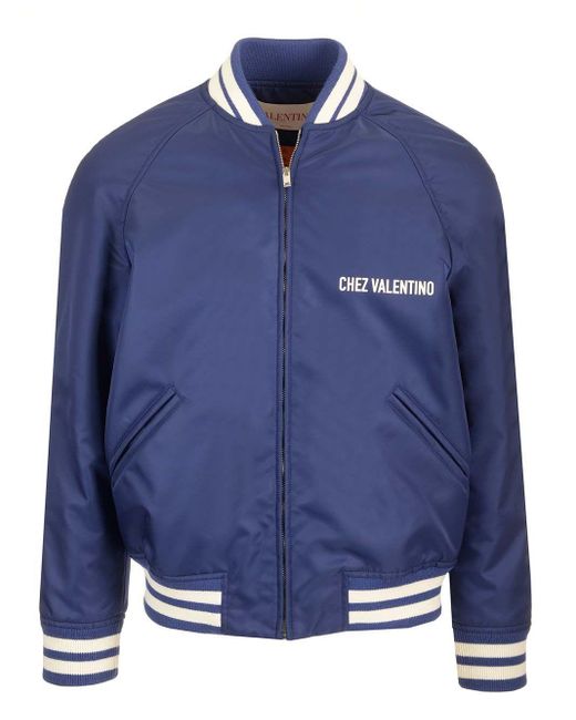 Valentino Blue Jacket With Chez Print for men
