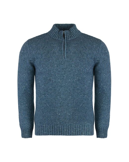 Moorer Blue Fedro Wool Blend Turtleneck Sweater for men