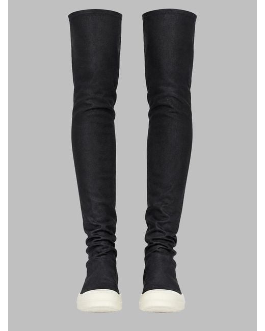 Rick Owens Black High Sock Sneaker Boots Cotton