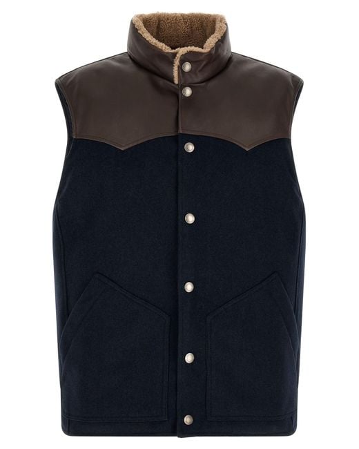 Brunello Cucinelli Blue Wool Sleeveless Jacket Clothing for men