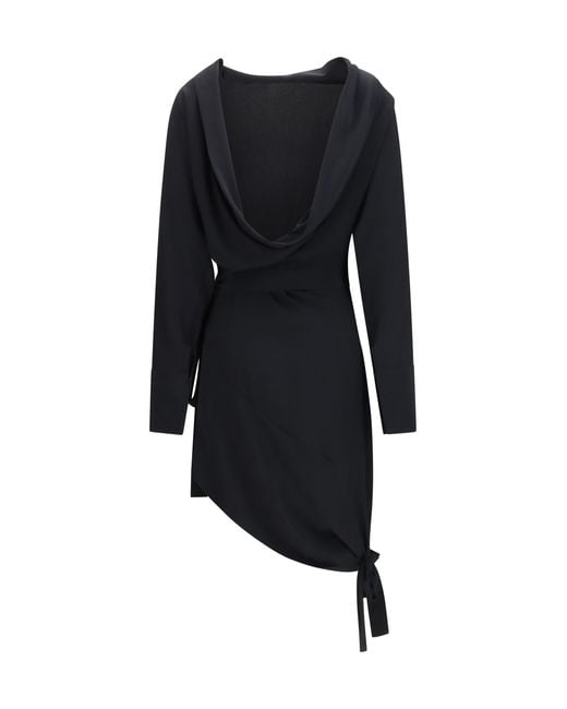Francesco Murano Black Chemisier Dress Acetate; Silk