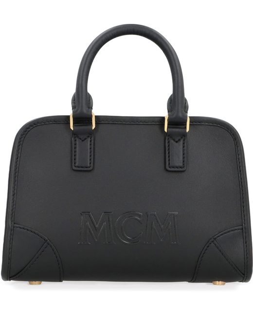 MCM Black Boston Leather Mini Bag