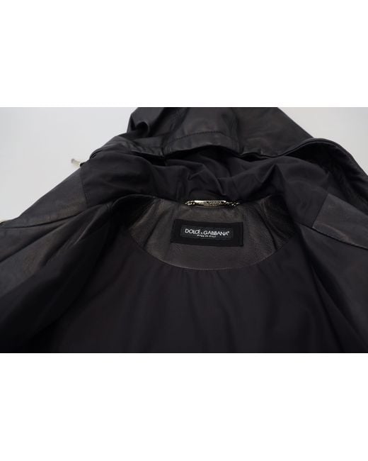 Dolce & Gabbana Black Leather Hooded Blouson Coat Jacket Clothing for men