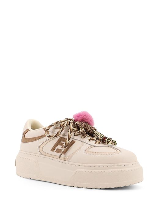 Fendi Natural Match Leather Platform Sneakers With Charms