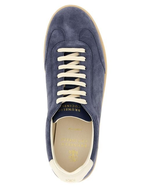 Brunello Cucinelli Blue Washed Suede Sneakers for men