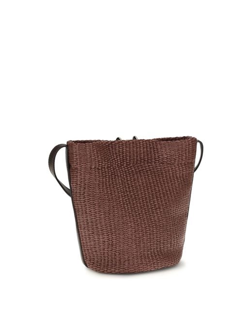 Brunello Cucinelli Brown Bucket Bag Sartorial Small Raffia Cotton