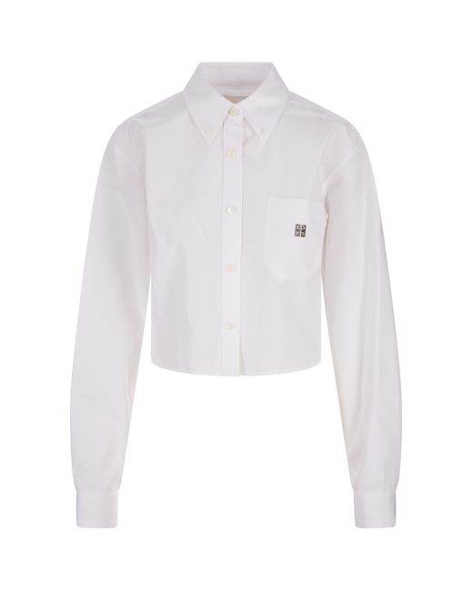 Givenchy White Stone Poplin Short Shirt