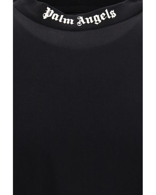 Palm Angels Black Classic Logo Over T-Shirt Cotton T-Shirts for men