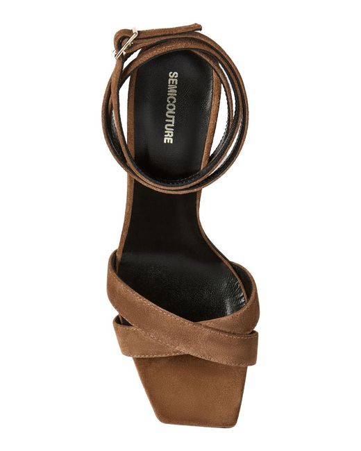 Semicouture Metallic Suede Y6Sz40T57 Heeled Sandals With Square Toe Heels