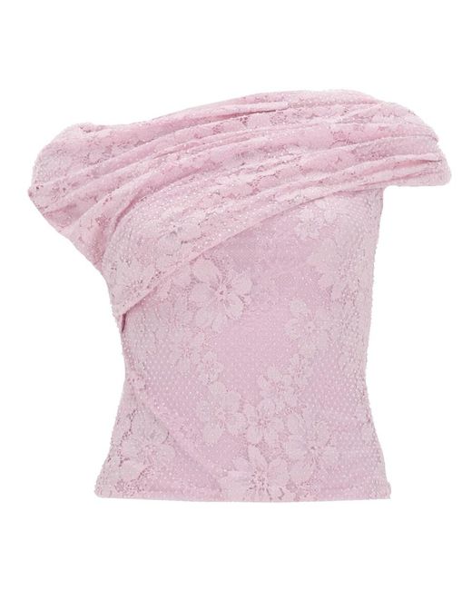 Self-Portrait Pink Top Lace Polyamide Tops