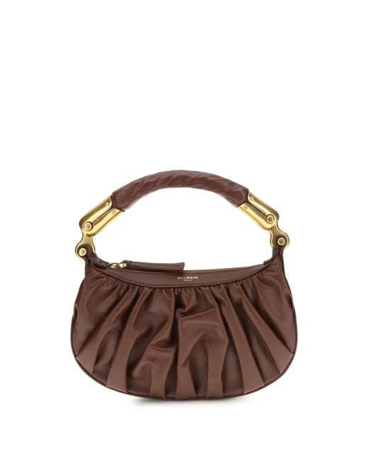 Balmain Brown Ébène Mini Bag Calfskin Leather Calf Suede Shoulder