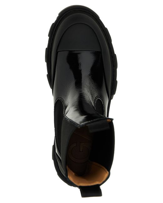 Ganni Black Shiny Ankle Boots