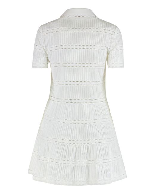 Céline White Dress With Embroidered Trimmings Cotton