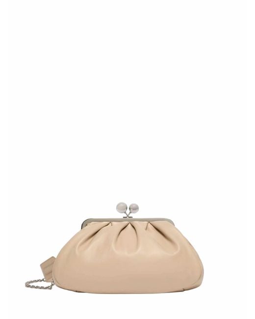 Weekend by Maxmara Natural Clutch Bag Cubico Pasticcino Leather Handbags