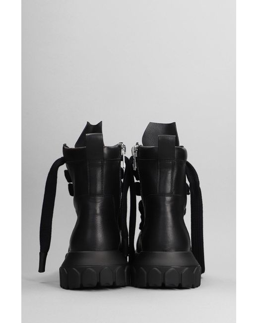 Rick Owens Jumbolaced Combat Boots In Black Leather for men