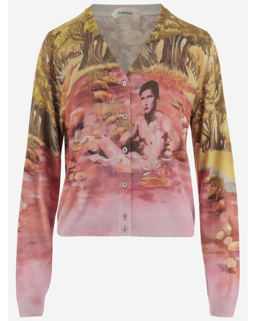 Versace Multicolor Cardigan Silk