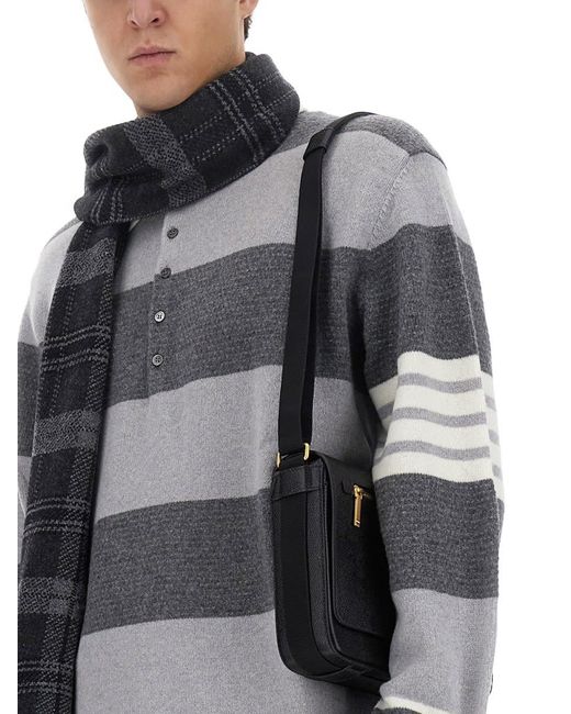 Thom Browne Gray Striped Polo for men