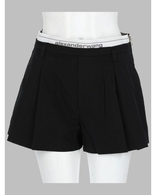 Alexander Wang Black Logo-Elastic Shorts Cotton Polyamide