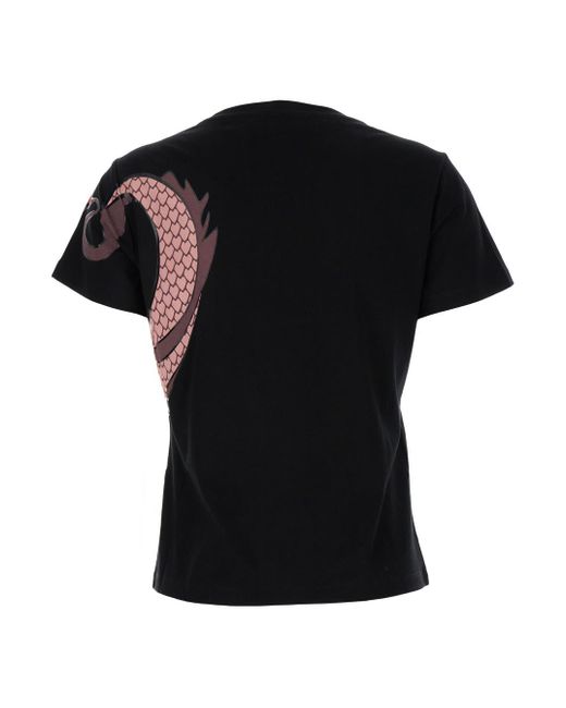 Pinko Black 'Quentin' T-Shirt With Dragon Print