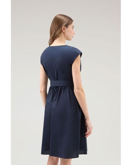 Woolrich Blue Poplin Midi Dress