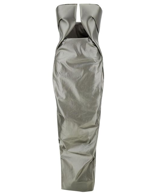 Rick Owens Metallic Prown Maxi Dress With Cut-Out Detail