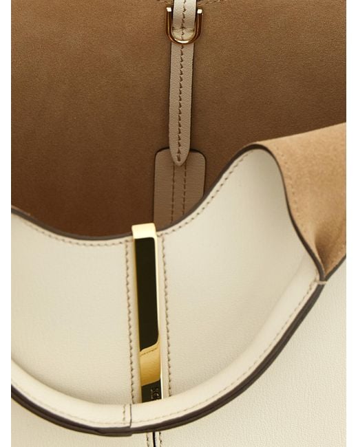 Tod's Natural Mini Metal Plate Shopping Bag