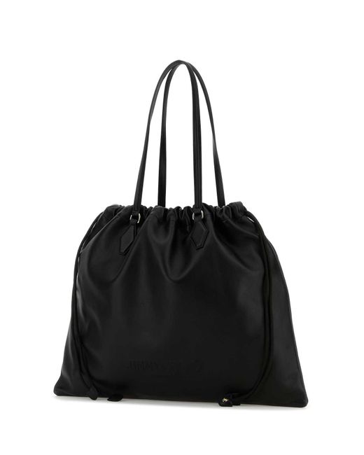 JIMMY CHOO BLACK NAPPA LEATHER SHOPPING BAG JIMMY CHOO BLACK NAPPA LEATHER SHOPPING BAG