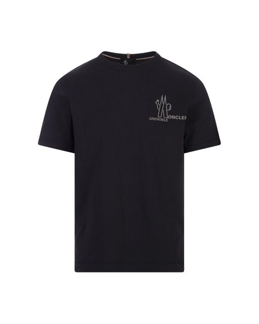 3 MONCLER GRENOBLE Black Dark Logoed T-Shirt for men