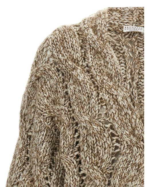 Brunello Cucinelli Brown Short-Sleeved Cardigan