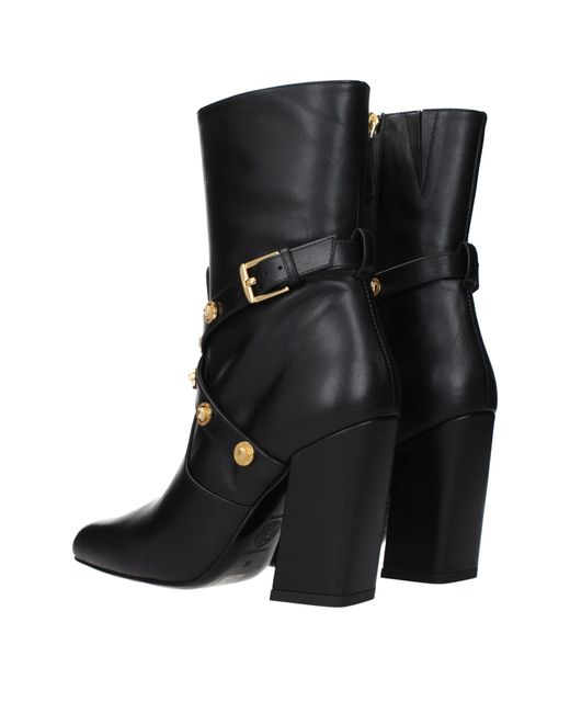 Versace Black Leather Ankle Boots