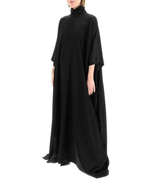 Balenciaga Black Satin Cape Dress