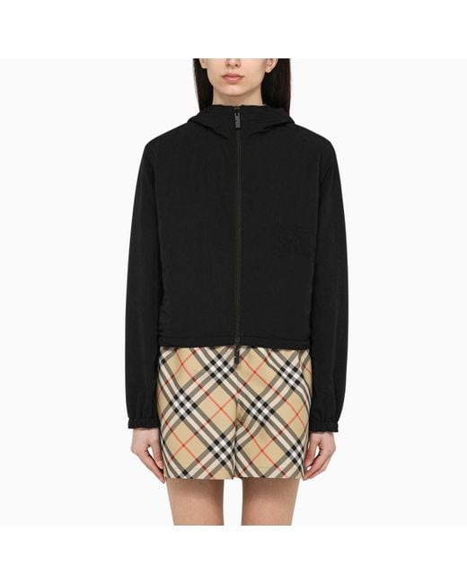 Burberry Brown Reversible Sand-Coloured Cropped Jacket With Check Pattern