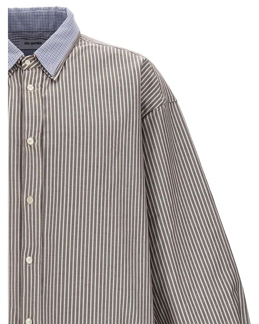 Hed Mayner Gray Pinstripe Oxford Shirt for men