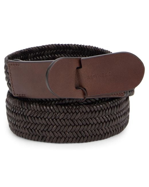 Slowear Brown Woven Leather Belt for men