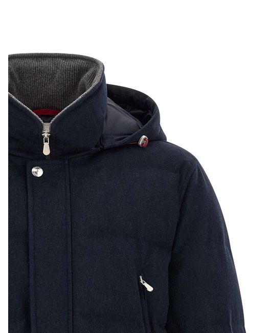 Brunello Cucinelli Blue Wool Parka Clothing for men