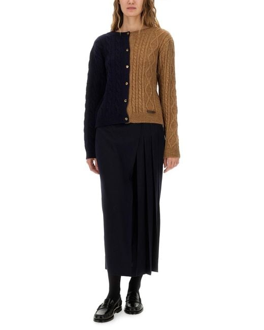 Moschino Blue Two-Tone Alpaca Blend Cardigan Acrylic Jumpers