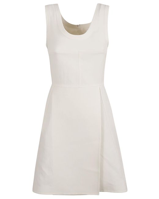 Jil Sander White Textured Linen & Viscose Dress