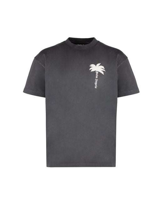 Palm Angels Black Cotton Crew-Neck T-Shirt T-Shirts for men
