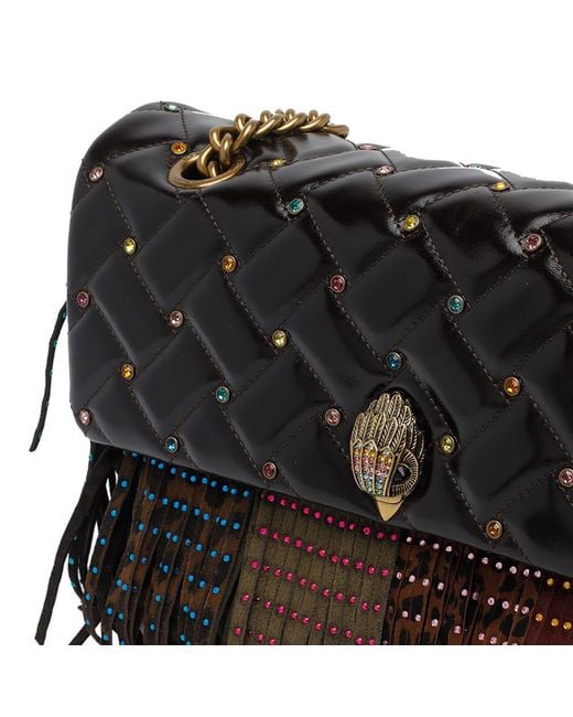 Kurt Geiger Black Large Kensington Fringe Crossbody Bag