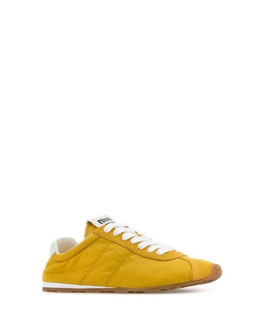 Miu Miu Yellow Fabric And Suede Sneakers