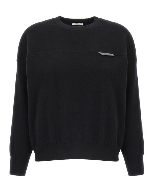 Brunello Cucinelli Black Monile Crop Sweater