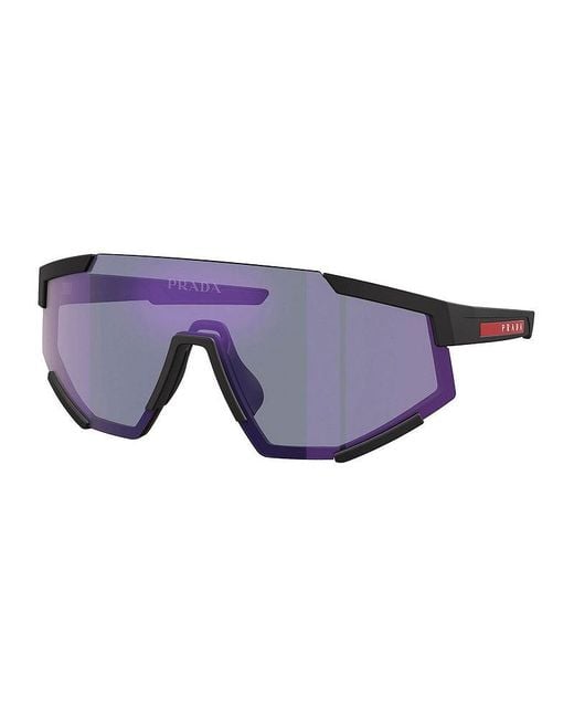 Prada Sport Purple Sunglasses Rectangle Rimless, Rubber Frame And Dark Mirror Lens Ps04Wsdg070A for men