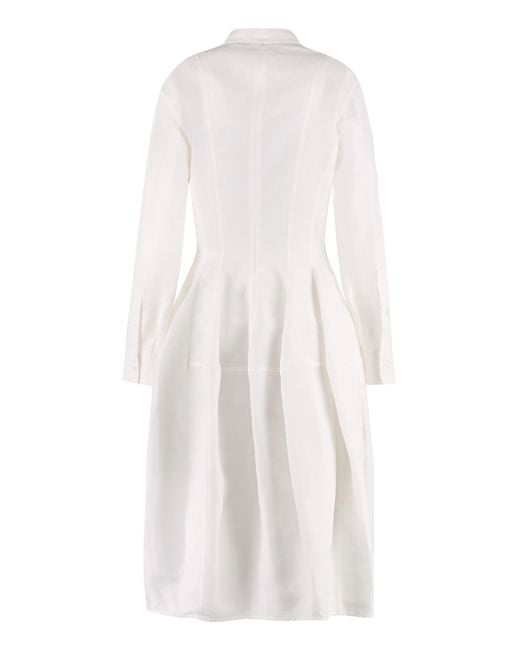 Bottega Veneta White Dress Linen-Viscose Blend