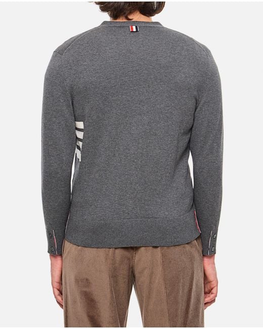 Thom Browne Gray Cardigan V-Neck for men