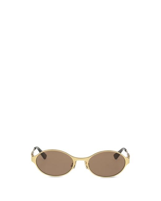 Bottega Veneta Metallic Oval Sunglasses- Metal