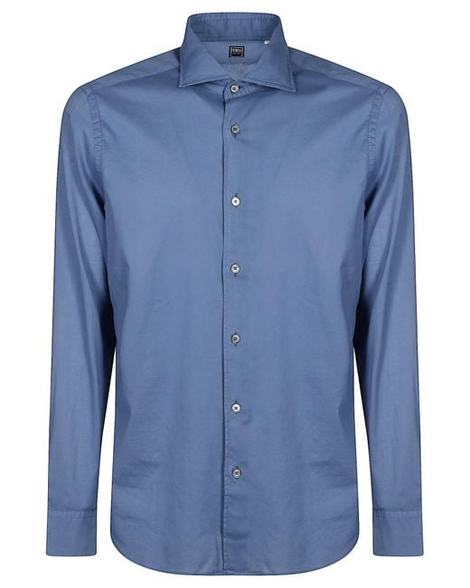 Fedeli Blue Sean Ml Panamino Dusty Coea Shirt for men