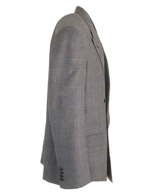 Balenciaga Gray Prince Of Wales Wool Blazer for men