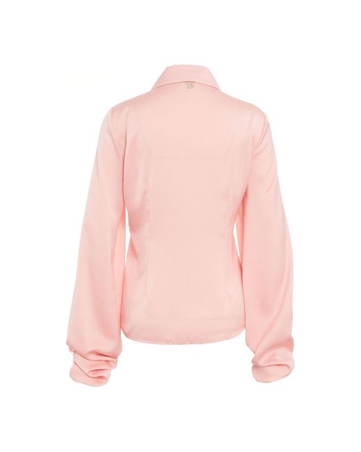 Blugirl Blumarine Pink Satin Button-Up Shirt